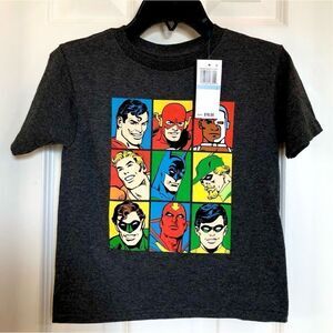 DC COMICS - NWT - Boys Size 5 Justice League Graphic Tee/Black Poly/Cotton Blend